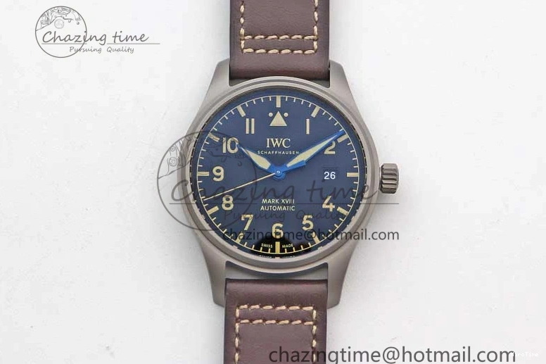 MIROTIME 0312 Mark XVIII IW327006 Titanium M+F 1:1 Best Edition Black Dial on Brown Leather Strap A Efficient 7052